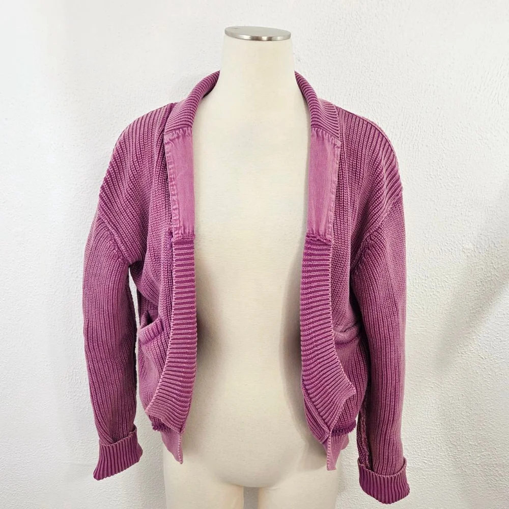 Free People Women's Worn Thru Surplus Cardigan sweater bubblegum pink size small - Picture 3 of 8